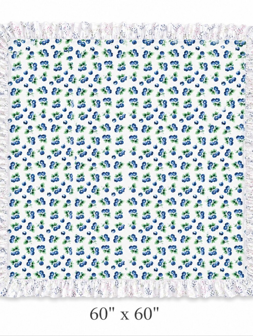 LITTLE BOE Charming Blueberry/Flowers Print Ruffle Baby Blanket 60*60